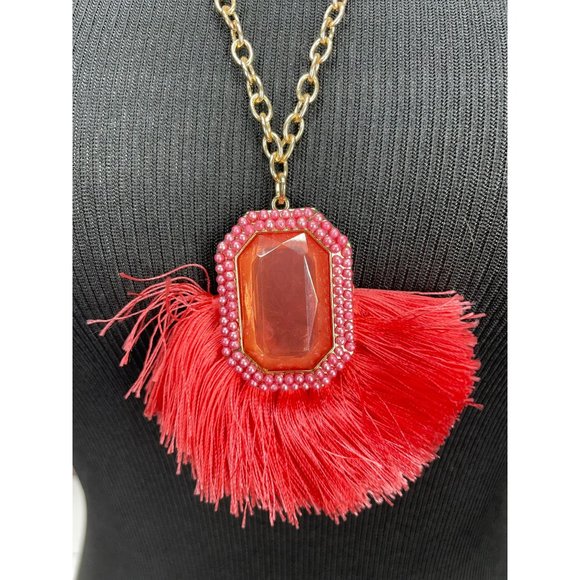 SUGARFIX by Baublebar Strawberry Ice Coral Goldtone Adjustable Chain Emerald Sha - Picture 4 of 8